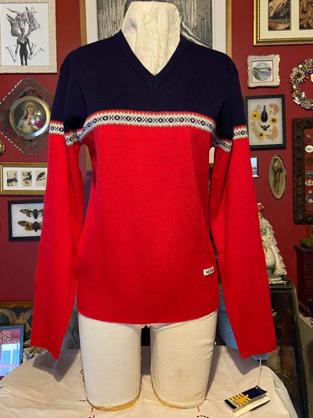 Vintage New Old Stock with Tags KETCH Ski Sweater 1980's 100% Acrylic